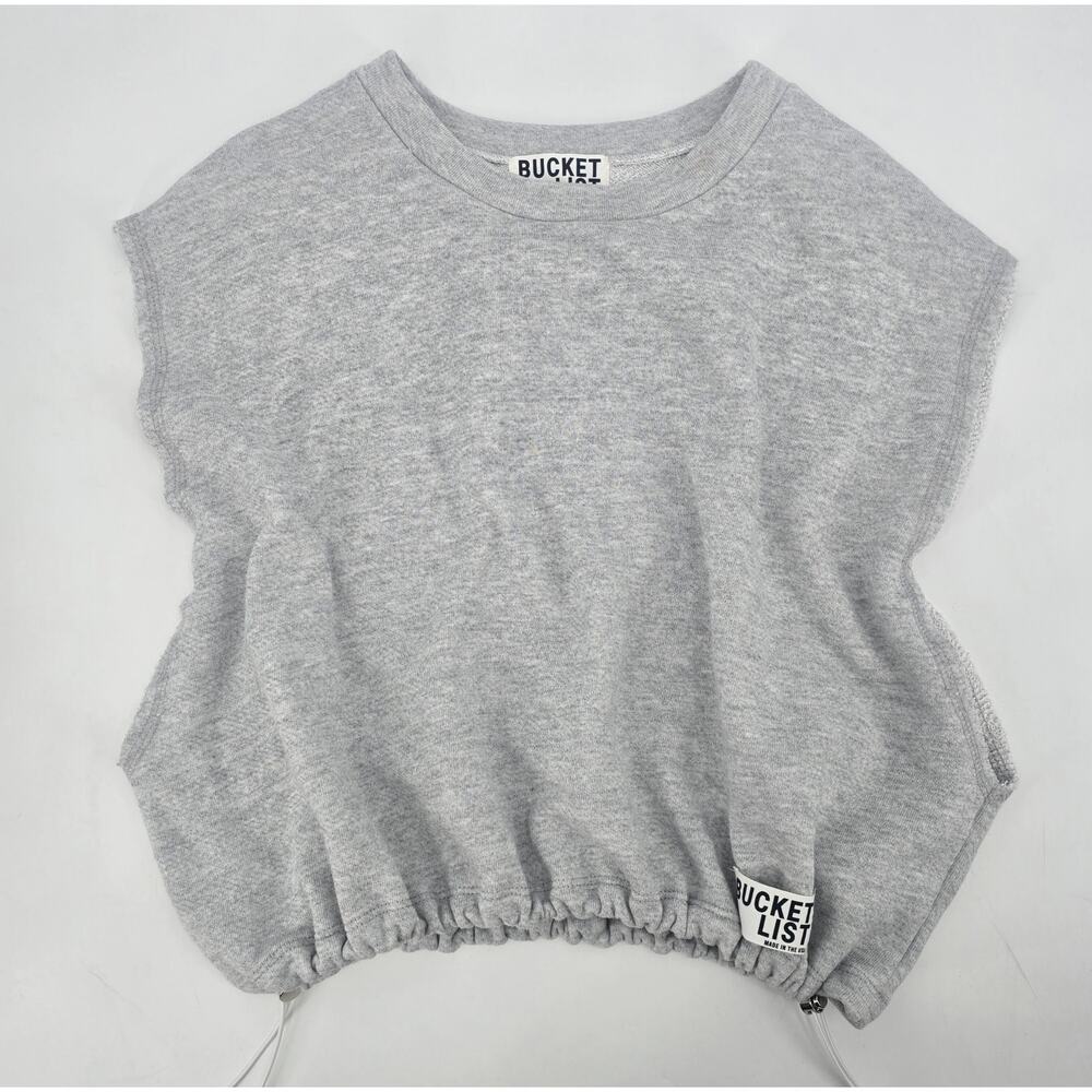 Bucket List Gray Cropped Sleeveless Sweatshirt – Made in USA Minimal Athleisure